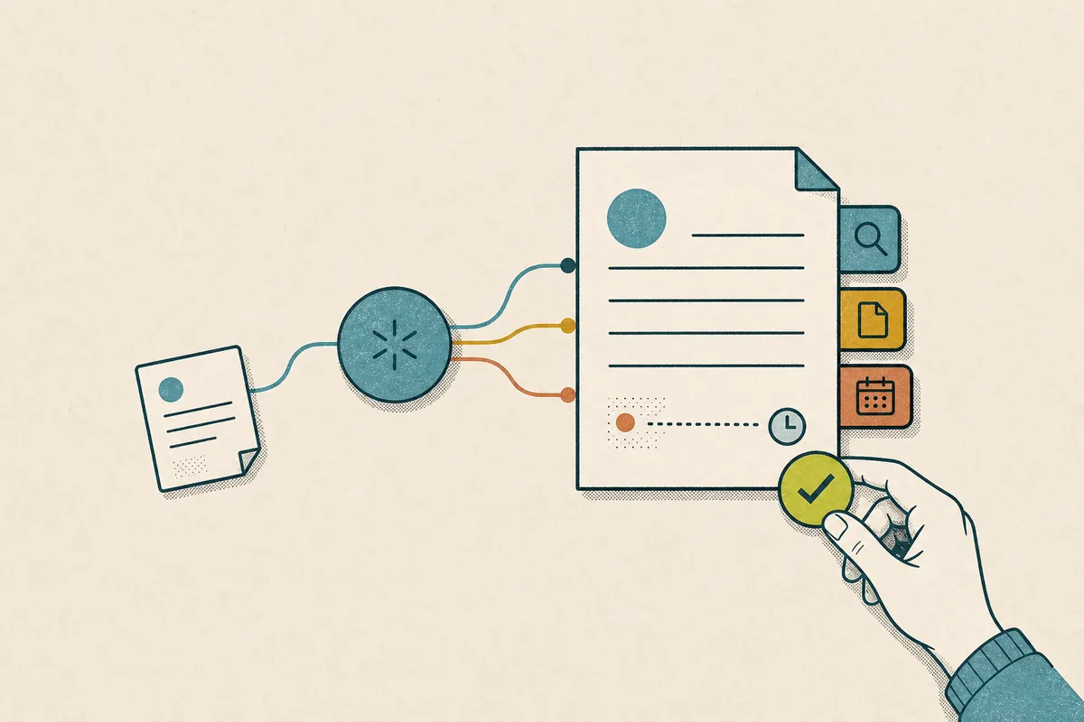 A question passes through a coordinating agent into a sourced proposal that a hand approves.